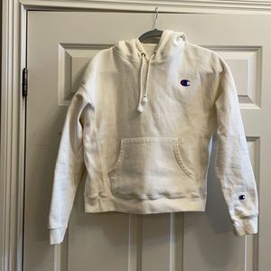 Champion cream colored cropped hoodie